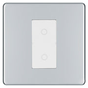 BG Nexus Screwless Polished Chrome Single Secondary Touch Dimmer Switch White Insert FPCTDS1W by British General (BG-EMTDSW+FPCEMS1)