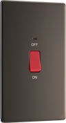Newlec British General FBN72 Nexus Flatplate Screwless Black Nickel 2 Gang 45A 2 Pole Neon Switch by Newlec (NEWLEC-BG-FBN72-Shopify_1)