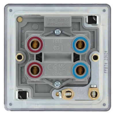 BG Screwless Matt Black 45A DP Single Plate + Neon FFB74 with 25mm Steel Back Box