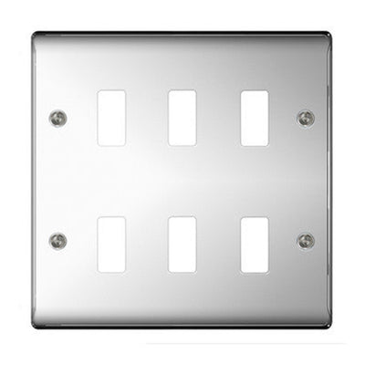 BG Nexus GNPC6 Grid Polished Chrome 6 Gang Front Plate by British General (BG-GNPC6-2)