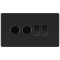 BG Screwless Matt Black 4 Gang Switch 2x Trailing Edge LED Dimmer 2x Intermediate Custom Grid Switch