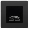 BG Evolve Black Chrome Dual USB Charger 3.1A Output Socket - Black Insert