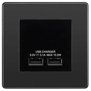 BG Evolve Black Chrome Dual USB Charger 3.1A Output Socket - Black Insert by British General (BG-PCDBCEMS2B+EMUSB3B)