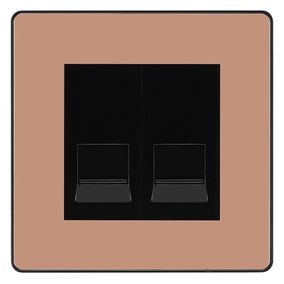 BG Evolve Polished Copper Double IDC Secondary Telephone Socket - Black Insert by British General (BG-PCDCPBTS2B)