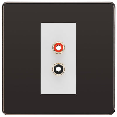 BG Screwless Black Nickel Euro Module RCA X 2 Outlet FBNRCA2W by British General (BG-FBNRCA2W)