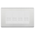BG Screwless Brushed Steel 4 Gang RJ11 Telephone Socket Euro Module - White Insert