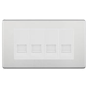 BG Screwless Brushed Steel 4 Gang RJ11 Telephone Socket Euro Module - White Insert by British General (BG-FBSRJ114W)