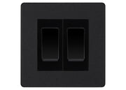 BG Electrical Evolve Matt Black 2-Gang Light Switch 1x 2-Way + 1x Intermediate – Black Inserts