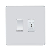 BG Screwless Polished Chrome 2 Gang Emergency Lighting (EMG LTG TEST) Key Switch with 2 Way Single Pole Switch by British General (BG-SCL-PC-2G-1x-EMG-LTG-1x-SP)