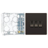 BG Screwless Black Nickel 20A 16AX 2 Way Triple Light Switch FBN43 with 35mm Steel Back Box