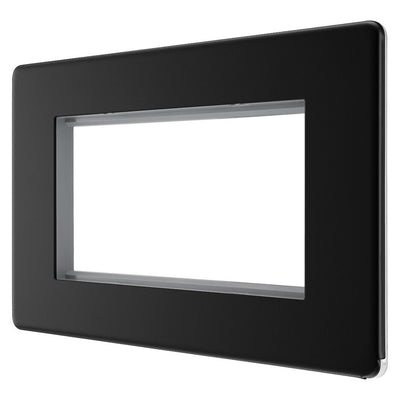 BG Screwless Matt Black 4G Faceplate with 45W USB A+C Charger Modules – Black Insert