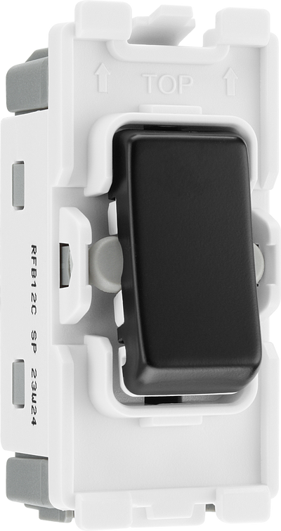BG RFB12C Nexus Grid Matt Black 20AX 2 Way 1 Pole Centre-Off Switch Module