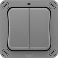 BG Electrical WP42 Nexus Storm Grey 2 Gang 2 Way Single Pole Switch With Neon IP66 20A