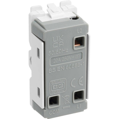 BG R14C Nexus Grid White 20A 20AX 2 Way 1 Pole Retractive PRESS Centre-Off Switch Module