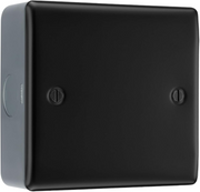 BG Nexus Matt Black Single Blanking Plate with Surface Pattress Back Box