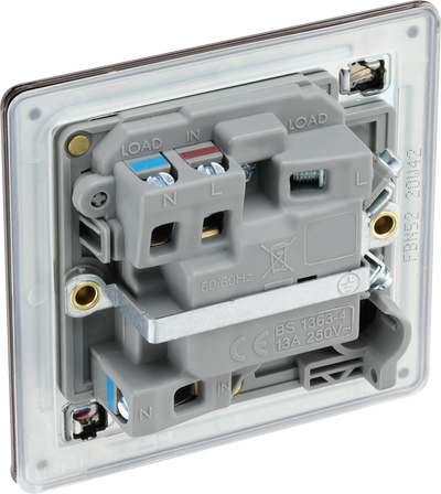 FBN52 Back - This 13A fused and switched connection unit from British General with power indicator provides an outlet from the mains containing the fuse ideal for spur circuits and hardwired appliances.