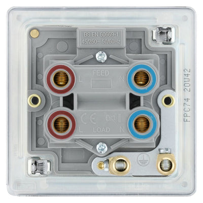 BG Screwless Polished Chrome 45A DP Single Plate + Neon FPC74 with 35mm Steel Back Box