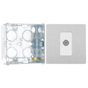 BG Evolve Brushed Steel Single Co-Axial Socket PCDBS60W with 35mm Steel Back Box