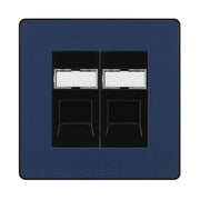 BG Evolve Matt Blue 2 Gang RJ45 Data Socket PCDDBRJ452B Black Inserts by British General (BG-PCDDBRJ452B)