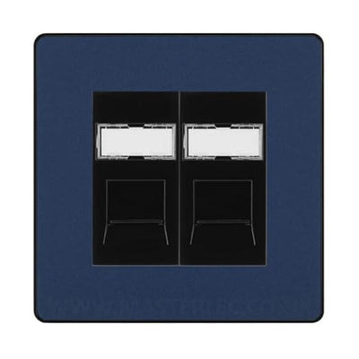 BG Evolve Matt Blue 2 Gang RJ45 Data Socket PCDDBRJ452B Black Inserts by British General (BG-PCDDBRJ452B)