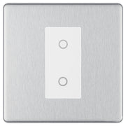 BG Nexus Screwless Brushed Steel Single Master Touch Dimmer Switch White Insert by British General (BG-EMTDMW+FBSEMS1)