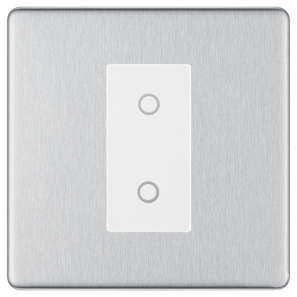 BG Nexus Screwless Brushed Steel Single Master Touch Dimmer Switch White Insert