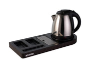Corby Buckingham Standard Welcome Tray in Dark Wood with 1L Kettle in Polished Steel - UK Plug by Corby of Windsor (Corby-13737)