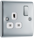 BG NPC21W Nexus Metal Polished Chrome 1 Gang 13A Switched Socket - White Insert