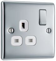 BG NPC21W Nexus Metal Polished Chrome 1 Gang 13A Switched Socket - White Insert by British General (BG-NPC21W-Shopify-SA_1)