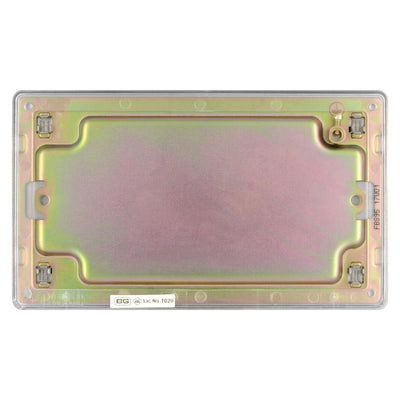 BG Screwless Brushed Steel Double Blank Plate FBS95 with 25mm Steel Back Box