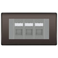 BG Nexus Black Nickel 3 Gang RJ45 Cat6 Data Socket Outlet Grey Inserts