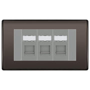 BG Nexus Black Nickel 3 Gang RJ45 Cat6 Data Socket Outlet Grey Inserts by British General (BG-NBNRJ453G)