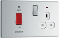 BG FPC70W Nexus Screwless Flat-Plate Switched Socket Cooker Unit Polished Chrome White Insert 45A
