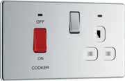 BG FPC70W Nexus Screwless Flat-Plate Switched Socket Cooker Unit Polished Chrome White Insert 45A by British General (BG-FPC70W-Shopify-SA_1)