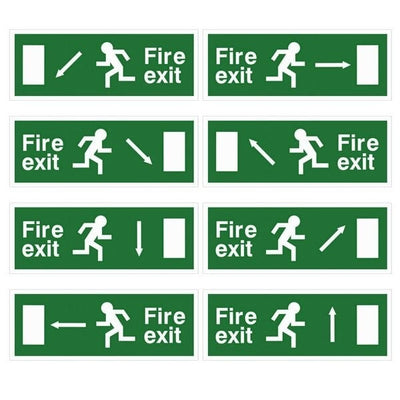 Extinguishers & Equipment: White Rigid Plastic EEC Directive Fire Exit Signs Arrow Down by Rainbow (SAFELINCS-RBRPEECD)