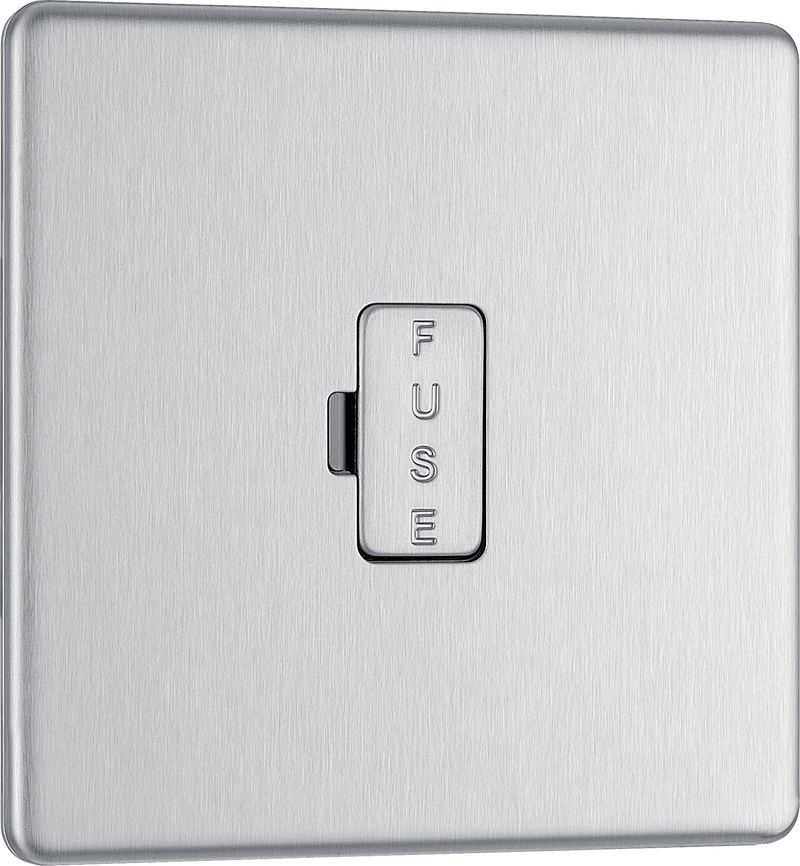 BG Electrical FBS54 Nexus Screwless Flat-Plate Unswitched Fused Connection Spur Unit Brushed Steel 13A
