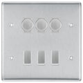 BG Nexus Brushed Steel 6 Gang Switch 3x Trailing Edge LED Dimmer 3x Intermediate Custom Grid Switch