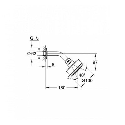 Grohe New Tempesta Cosmopolitan 100 Shower Head Set 3 Spray - Chrome - 26090001 by Grohe (Grohe-26090001)