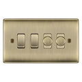 BG Nexus Antique Brass 4 Gang Switch 2x Trailing Edge LED Dimmer 2x Intermediate Custom Grid Switch