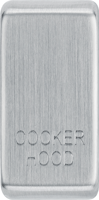 RRCHBS Front - This brushed steel finish rocker can be used to replace an existing switch rocker in the British General Grid range for easy identification of the device it operates and has 'COOKER HOOD' embossed on it.