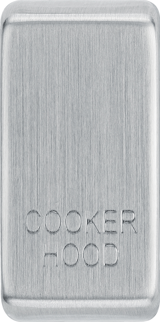 RRCHBS Front - This brushed steel finish rocker can be used to replace an existing switch rocker in the British General Grid range for easy identification of the device it operates and has 'COOKER HOOD' embossed on it.