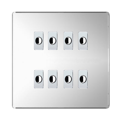 BG Nexus Screwless Polished Chrome 8 Gang Flex Outlet Socket