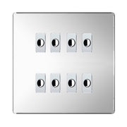 BG Nexus Screwless Polished Chrome 8 Gang Flex Outlet Socket by British General (BG-SCL-PC-8G-FLEX-OUTLET-SOCKET)