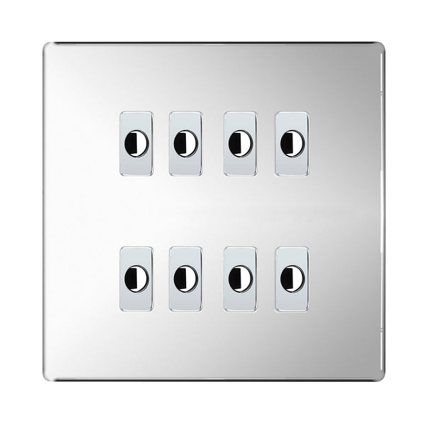 BG Nexus Screwless Polished Chrome 8 Gang Flex Outlet Socket