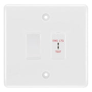 BG Nexus White 2 Gang Emergency Key Switch with 2 Way Single Pole Switch by British General (BG-NWM2G1EMG1SP)