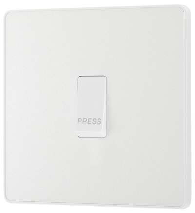 PCDCL14W Front - This Evolve pearlescent white bell push switch from British General is ideal for use where access is restricted such as office buildings or hospitals, where visitors need to let those inside know they have arrived.