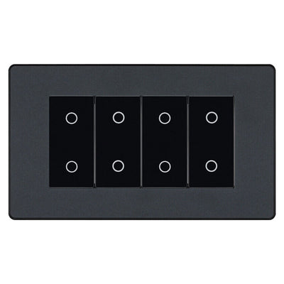 BG Evolve Matt Grey Screwless Quad Master Touch Dimmer Switch PCDMGTDM4B