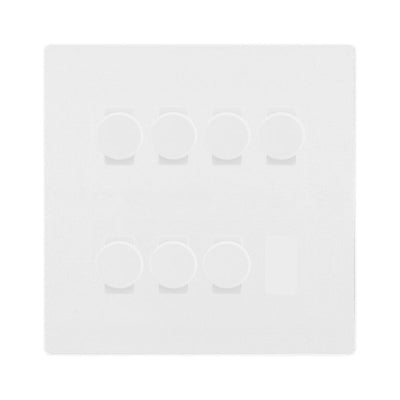 BG Evolve Pearlescent White 7 Gang Trailing Edge LED Dimmer Light Switch 2 Way Custom Switch by British General (Evolve-PW-CUSTOM-7GANG-7xDIMMER-2WAY)