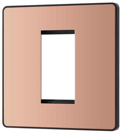 BG Evolve PCDCPEMS1B Polished Copper 1 Euro Module Front Plate - Black Insert