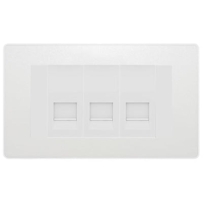 BG Evolve Pearlescent White 3 Gang IDC Secondary Telephone Socket - White Insert by British General (BG-PCDCLBTS3W)